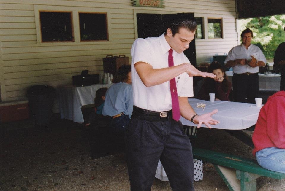Close-up magic at a corporate mixer